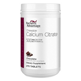 Bariatric Advantage Calcium Citrate Chewable 500 mg - for Bariatric Surgery Patients - High-Potency, Easy-Digest Tablets - Calcium Citrate - Bone Strength Supplements* - Chocolate - 270 Count
