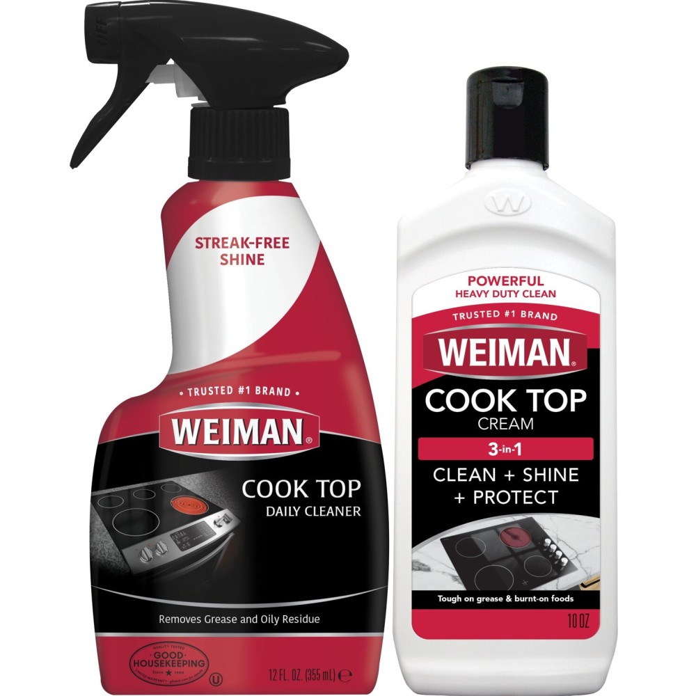 Weiman Ceramic and Glass Cooktop - 10 Ounce - Stove Top Daily Cleaner Kit - 12 Ounce - Glass Induction Cooktop Cleaning Bundle for Heavy Duty Mess Cleans Burnt-on Food