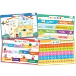 merka Kids Placemats Set - 4-Pack, 17 x 11 in, Multicolor - Interactive Preschool Learning Placemats for Ages 2 & Up with Counting & Days of The Week - Wipeable & Reusable with Slip-Resistant Backing
