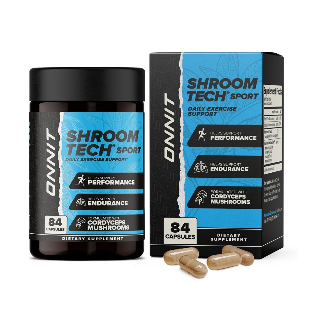 ONNIT Shroom Tech Sport Daily Exercise Support Capsules, Pre Workout Supplement with Cordyceps Mushrooms, Dietary Supplement for Daily Energy Support, 84 Count
