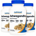 Nutricost Ashwagandha Herbal Supplement 600mg, 120 Capsules - Ashwagandha Root (3 Bottles)