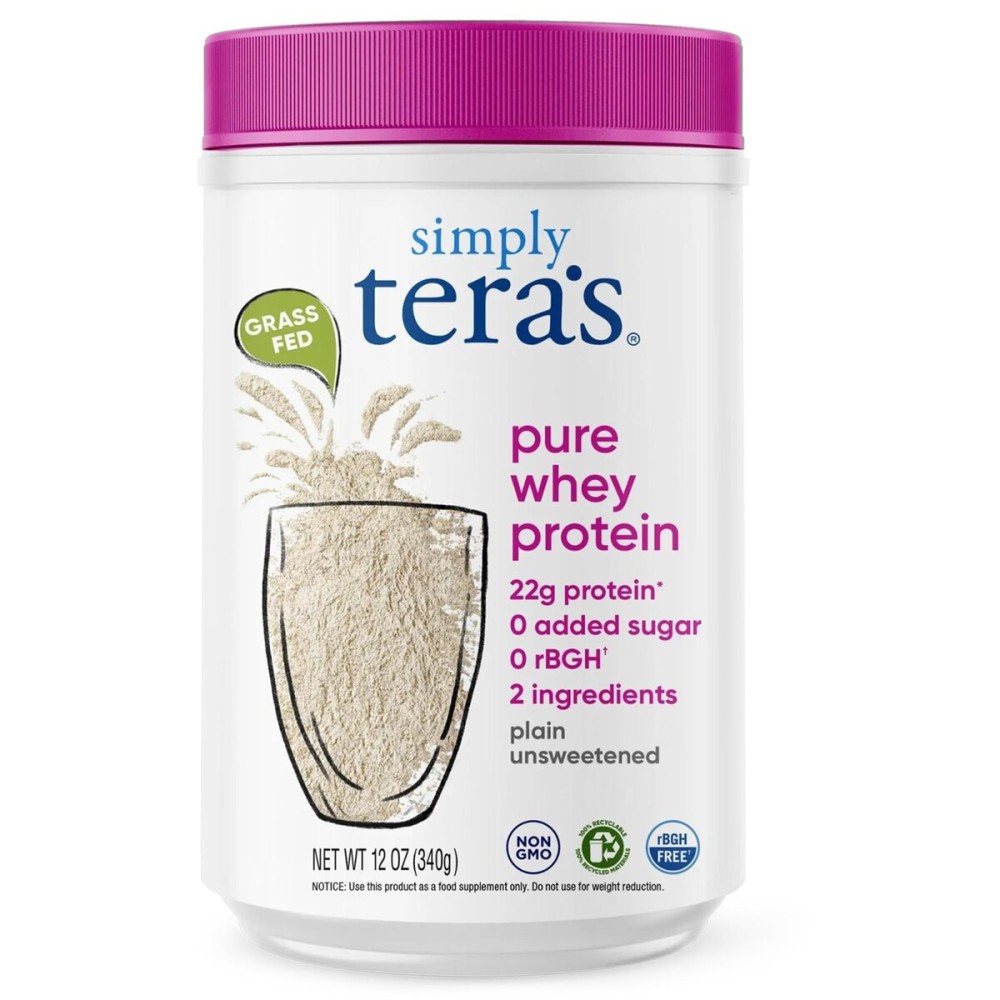 Simply tera\'s Pure Whey Protein Powder - Grass Fed Whey Protein Powder, Clean & Natural, Unflavored, Non-GMO, Kosher, Unsweetened - 12 Oz.