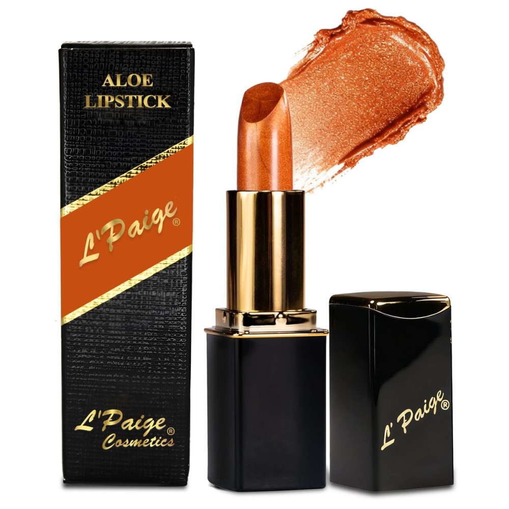 L\'Paige Designer Lipstick - Metallic Frosted Copper Finish, Rich Orange-Brown Shade, w/ Aloe Vera Infused, Long-Lasting & Moisturizing, Smooth & Comfortable Application for All-Day Wear, Shade L05