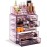 Sorbus Acrylic Makeup Organizer Set, 7-Drawer Vanity & Countertop Cosmetic Storage with Small & Wide Compartments, Purple Makeup Storage for Brushes, Jewelry - Holiday Gift for Women & Teens