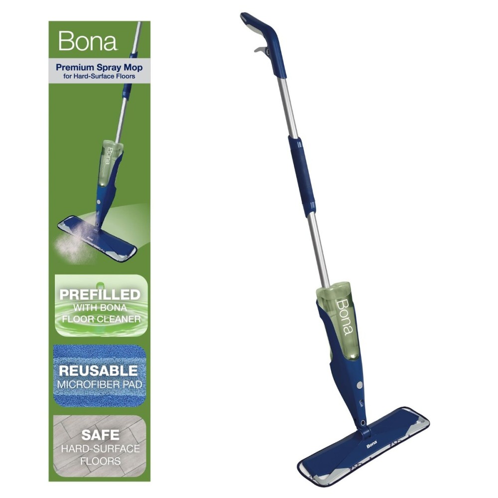 Bona Premium Motion Multi-Surface Floor Spray Mop - Includes Multi-Surface Floor Cleaning Solution and Machine Washable Microfiber Cleaning Pad - Spray Mop for Stone, Tile, Laminate, and Vinyl Floors