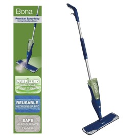 Bona Premium Motion Multi-Surface Floor Spray Mop - Includes Multi-Surface Floor Cleaning Solution and Machine Washable Microfiber Cleaning Pad - Spray Mop for Stone, Tile, Laminate, and Vinyl Floors
