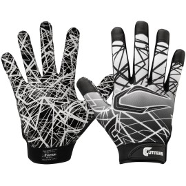 Cutters Football Gloves - Game Day Football Receiver Gloves with High Tack Silicone Grip, Superior Support and Protection - Black and White - Adult-X-Large