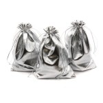 BEAVOING Pack of 100 3.54x4.72 Heavy Duty Silver Drawstring Organza Jewelry Pouches Wedding Party Christmas Favor Gift Candy Chocolate Bags (Silver, 3.54x4.72)