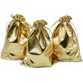 BEAVOING Pack of 100 5x 7 Heavy Duty Gold Drawstring Organza Jewelry Pouches Wedding Party Christmas Favor Gift Candy Chocolate Bags (Gold, 5x 7)