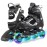 MammyGol Adjustable Inline Skates for Boys Girls Kids Youth with Light up Wheels,Illuminating Beginner Black Blades Roller Skates for Boys Size 1 2 3 4 Ages 6-8 8-10