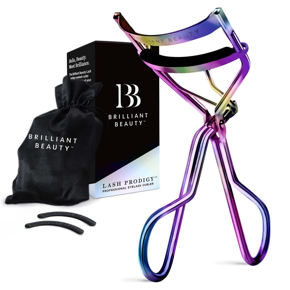 Eyelash Curler with Satin Bag & Refill Pads - Award Winning - No Pinching, Just Dramatically Curled Eyelashes for a Lash Lift in Seconds (Prism)
