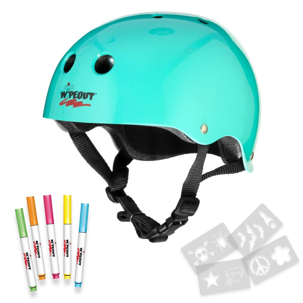 Wipeout Dry Erase Kids Helmet for Bike, Skate, and Scooter, Teal Blue, Ages 8+