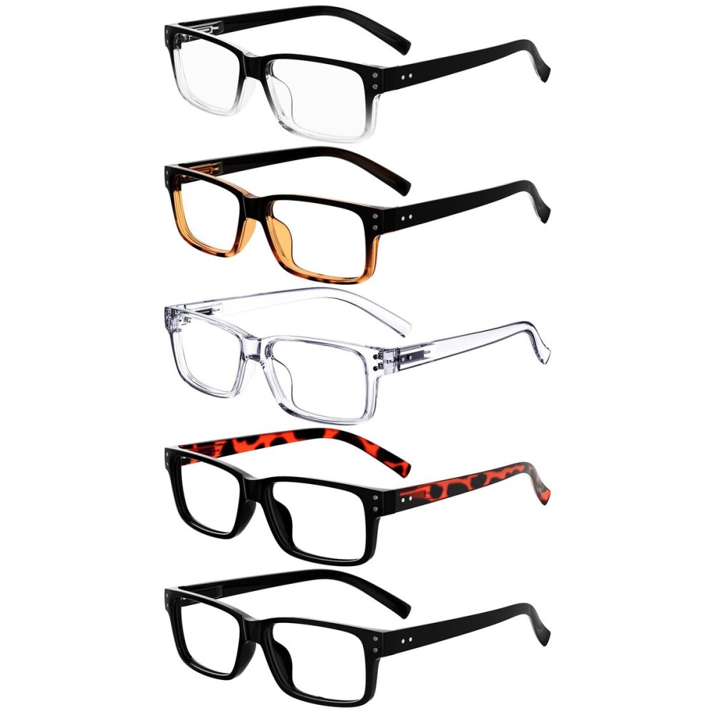 Eyekepper Vintage Reading Glasses for Men - 5 Pack Classic Readers with Spring Hinges +4.00