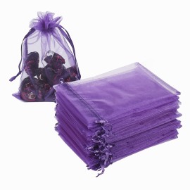 HRX Package 100pcs Organza Bags, 4 x 6 inches Christmas Wedding Favors Gift Drawstring Bags Jewelry Pouches Candy Pouches(Purple)