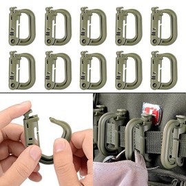 BOOSTEADY 10 Pack Multipurpose D-Ring Grimlock Locking for Molle Webbing with Zippered Pouch
