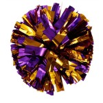 PUZINE 2pack 12 Cheerleading Pom Poms with New Handle for Team Spirit Sports Dance Cheering Kids Adults (Purple and Gold)