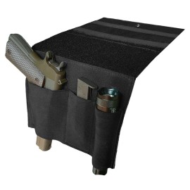 Bedside Pistol Holster, Tactical Bed Side Gun Holster, Under Mattress Handgun Holster with Flashlight Loop Holder (Black)