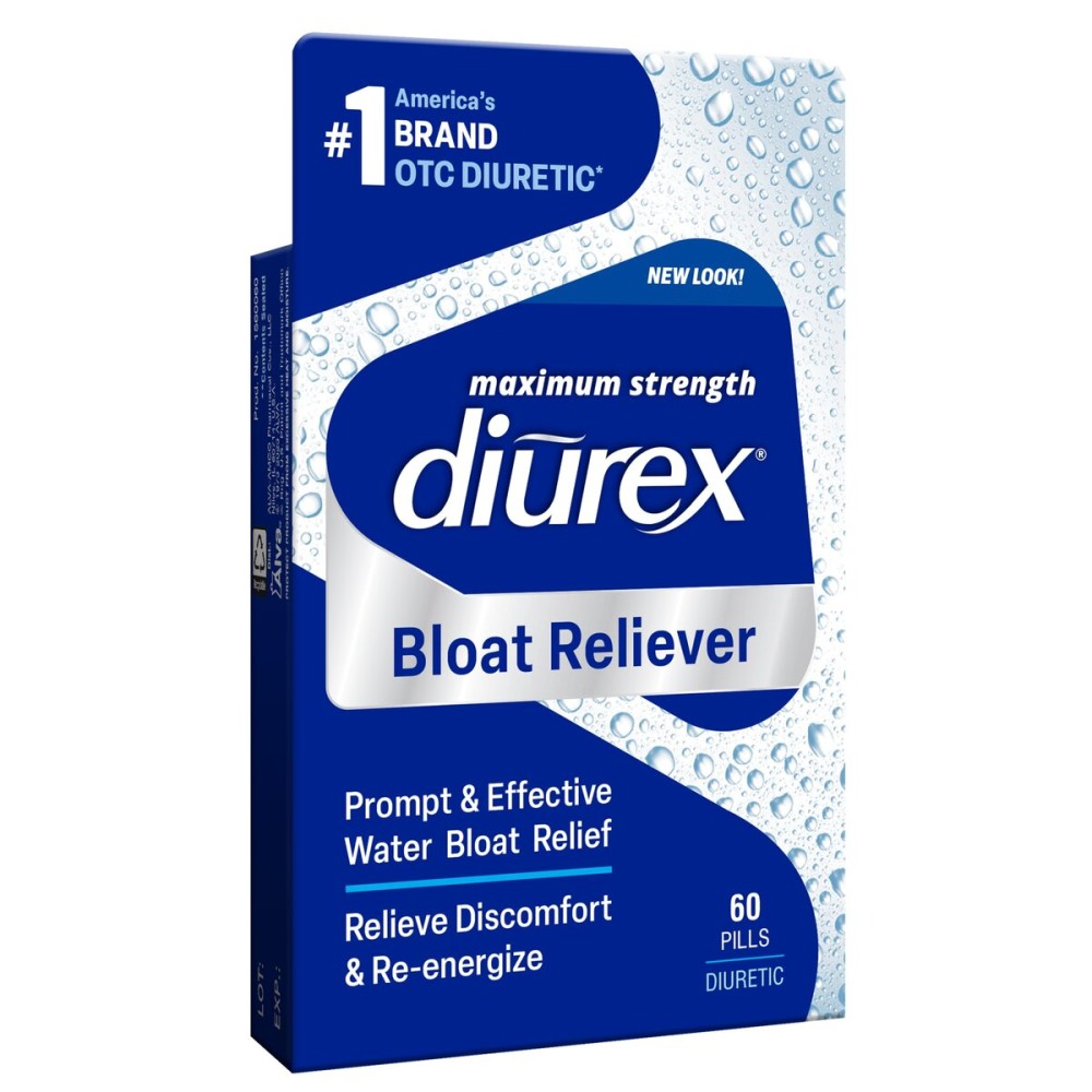 Diurex Bloat Reliever | Relieve Water Bloat, Puffiness, Swelling & Fatigue | Re-Energize | Maximum Strength | 60 Count