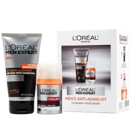 L\'Oreal Paris Men Expert Charcoal Facial Cleanser & Anti-Wrinkle & Firming Face Moisturizer Gift Set (Set of 2)