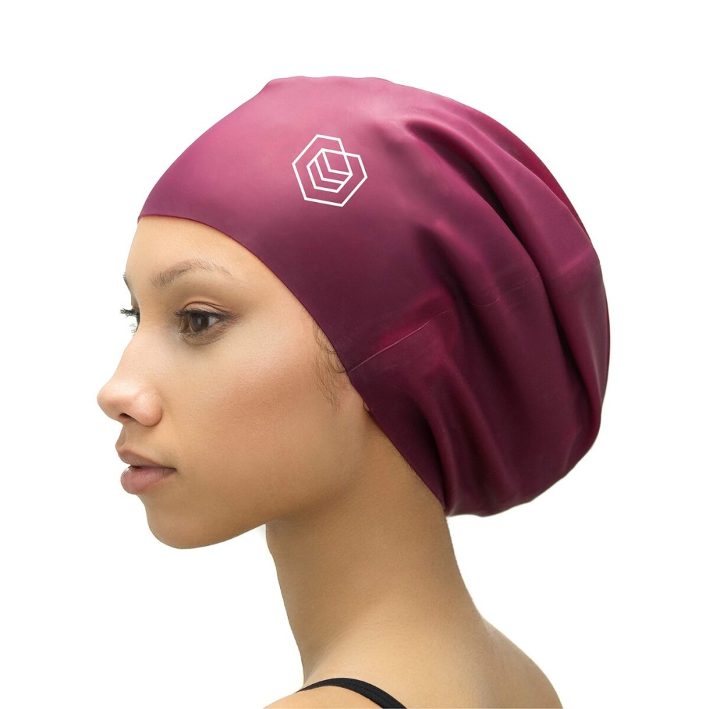 SOUL CAP - Large Swimming Cap for Long Hair - Designed for Long Hair, Dreadlocks, Weaves, Hair Extensions, Braids, Curls & Afros - Women & Men - Silicone (Burgundy, XL)