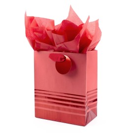 Hallmark 9 Medium Gift Bag with Tissue Paper (Red Foil Stripes) for Christmas, Birthdays, Father\'s Day, Graduations, Valentines Day, Sweetest Day