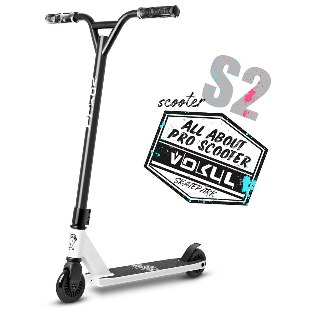 VOKUL Pro Stunt Scooter with Stable Performance - Best Entry Level Trick Freestyle Pro Scooter for Age 6 Up Kids,Boys,Girls(Black/White)