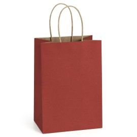 BagDream Kraft Paper Bags 100Pcs 5.25x3x8 Inches Small Kraft Gift Bags with Handles Bulk, for Shopping, Party Favor, Retail, Merchandise, Business, Red Paper Gift Sacks
