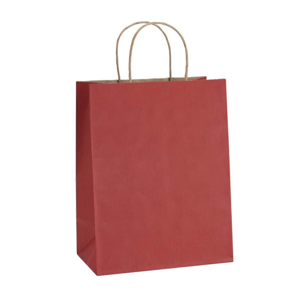 BagDream Gift Bags 8x4.25x10.5 100Pcs Kraft Paper Bags with Handles Bulk, for Shopping, Retail, Merchandise, Gifts, Party Favor, Recycled Red Paper Sacks