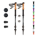 Montem Ultra Strong Trekking, Walking, and Hiking Poles - One Pair (2 Poles) - Collapsible, Lightweight, Quick Locking, Weather-Resistant and Ultra Durable (Black (Cork Grip))