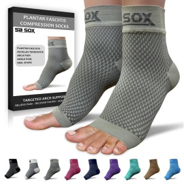 SB SOX Plantar Fasciitis Relief Socks - Ankle Brace Compression Sleeve - Arch Support for Foot Pain, Swelling, Heel Spurs - Foot Brace for Achilles Tendonitis Relief, Injury Recovery (Gray, Medium)