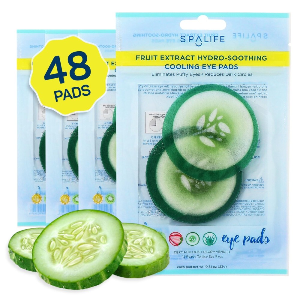 SpaLife Cucumber Korean Eye Patches | Dark Circles & Puffy Eyes Treatment | Nourishing Cucumber Eye Pads with Korean Skincare Extracts | Eye Mask for Puffy Eyes Daily Depuffing Eye Patches | 48 Count