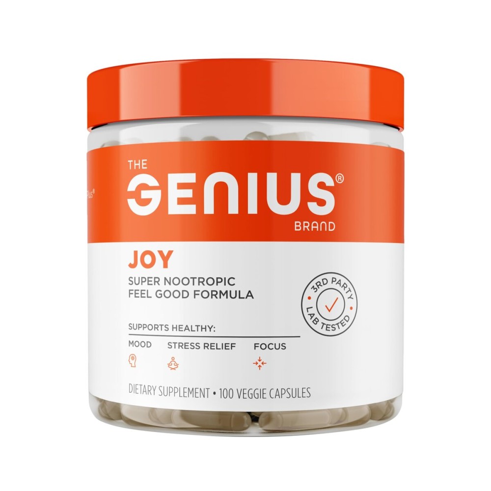 Genius Joy, Nootropic Mood Enhancer Supplement - Support Cognitive Health, Enhance Mood & Neural Function with Brain Boosting L-Theanine, Panax Ginseng & SAM-e - Organic, Non-GMO, & Gluten-Free