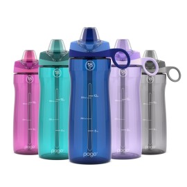 Pogo BPA-Free Tritan Plastic Water Bottle with Soft Straw Lid, 18 Oz, Blue