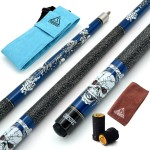 CUESOUL 58 inch 21oz 1/2 Maple Pool Cue Stick Kit- Rock The World Stylish Pattern Cue Design in Blue Paint