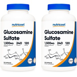 Nutricost Glucosamine Sulfate 750mg, 240 Capsules (2 Bottles) (1500mg Per Serving)