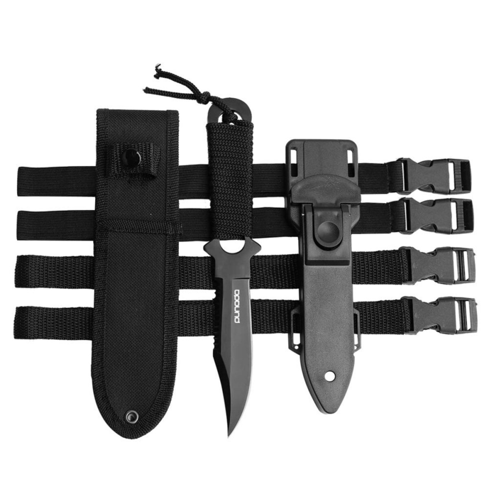 punada Dive Knife - Scuba Diving Knife with holster, 2 Types Sheath 2 Pairs Thigh Leg Straps, Black Premium Divers Knives Shears for Outdoor Spearfishing, Snorkeling