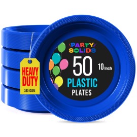 Exquisite Party Solids Dark Blue Plastic Plates For Party Supplies 10 Dark Blue Disposable Plates Heavy Duty 50 Pcs Plastic Dinnerware Sets Heavy Duty 350 GSM Disposable Dinnerware Set