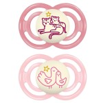 MAM Perfect Night Baby Pacifier, Patented Nipple, Glows in The Dark, 2 Pack, 6-16 Months, Girl