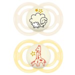 MAM Perfect Night Baby Pacifier, Patented Nipple, Glows in The Dark, 2 Pack, 6+ Months, Unisex