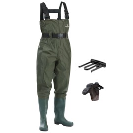 FISHINGSIR Fishing Waders for Men with Boots Womens Chest Waders 2-Ply Nylon/PVC Waterproof for Hunting with Boot Hanger