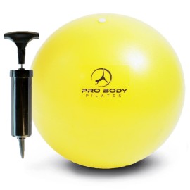 ProBody Pilates Small Exercise Ball with Pump - 9 Inch Workout Ball for Stability, Barre, Yoga, Core & Physical Therapy, Home Gym & Office Use (Yellow)