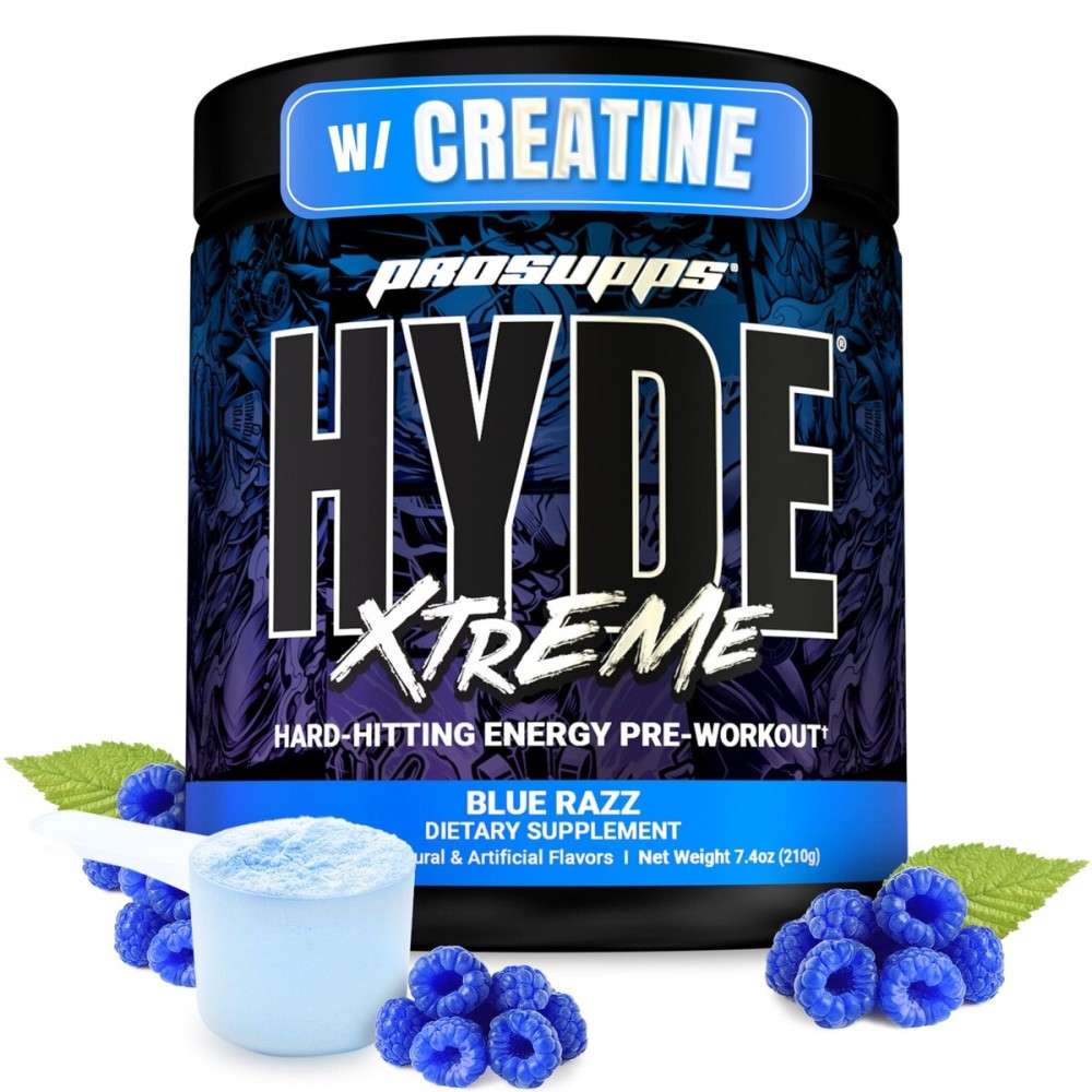 PROSUPPS Mr. Hyde Xtreme Pre Workout Powder with Creatine, Beta Alanine & Caffeine - Extreme Energy, Pumps, Focus & Performance - Fitness & Gym Supplements for Men & Women (Blue Razz, 30 Servings)