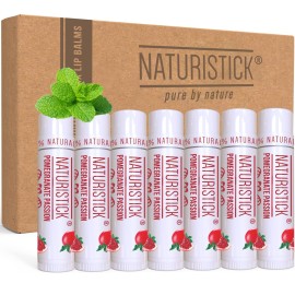 Naturistick Premium Beeswax Lip Balm for Dry, Chapped Lips | 100% Natural Lip Care | Coconut Oil, Shea Butter, Aloe Vera | Moisturizing, Chemical-Free Chapstick | 7 Pack Pomegranate | Made in USA