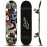 Sefulim 31 x 8 Inch Complete Skateboard 7 Layer Canadian Maple Double Kick Deck Concave Cruiser Trick Skateboard for Boys Girls Teens Adults Beginner