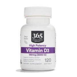 365 by Whole Foods Market, Vitamin D3 Softgels, 5000 IU, 120 CT
