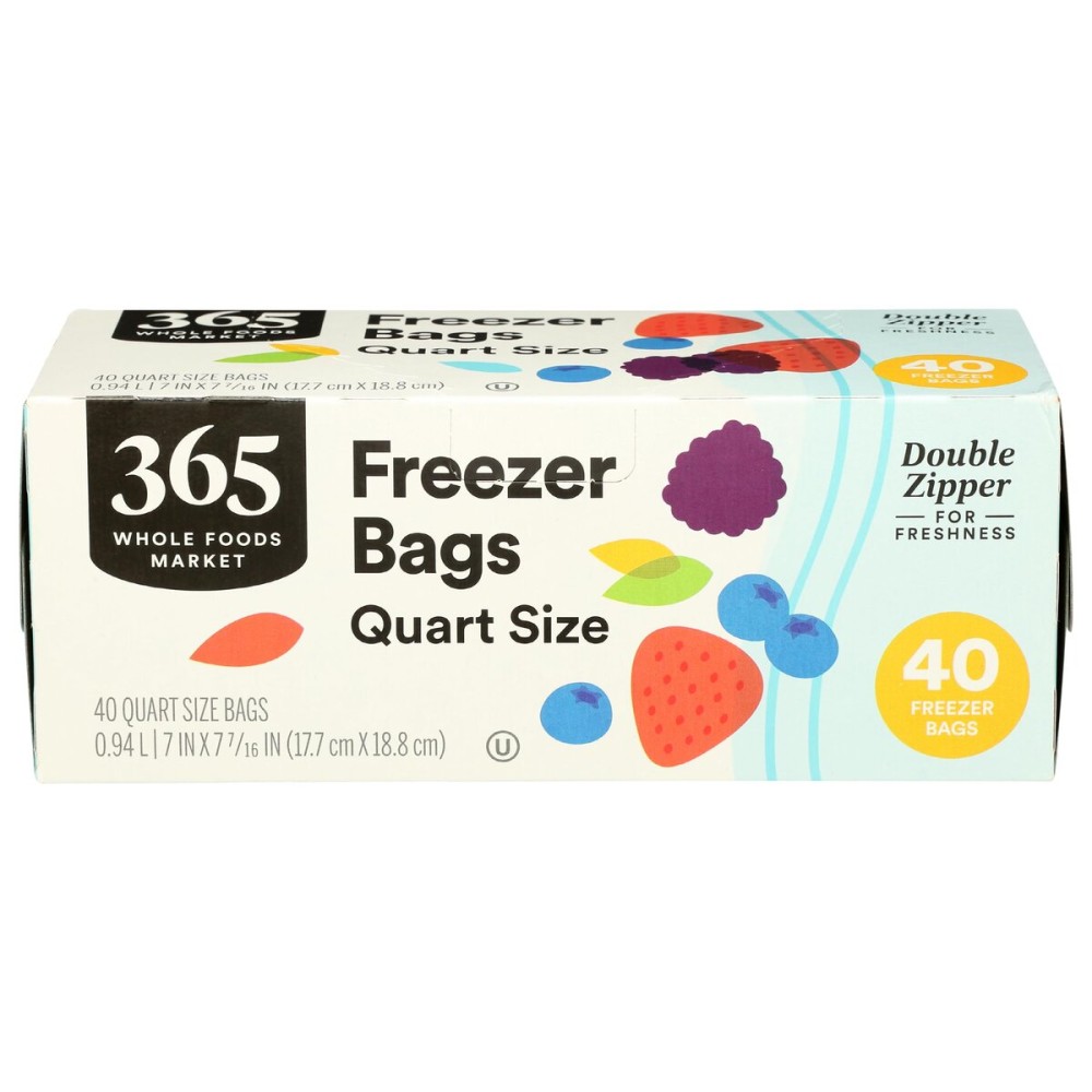 365 by Whole Foods Market, Quart Size Freezer Bags, Double Zipper, 40 Count