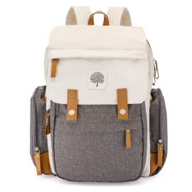 Parker Baby Diaper Backpack - Large Diaper Bag with Insulated Pockets, Stroller Straps and Changing Pad -Birch Bag - Cream