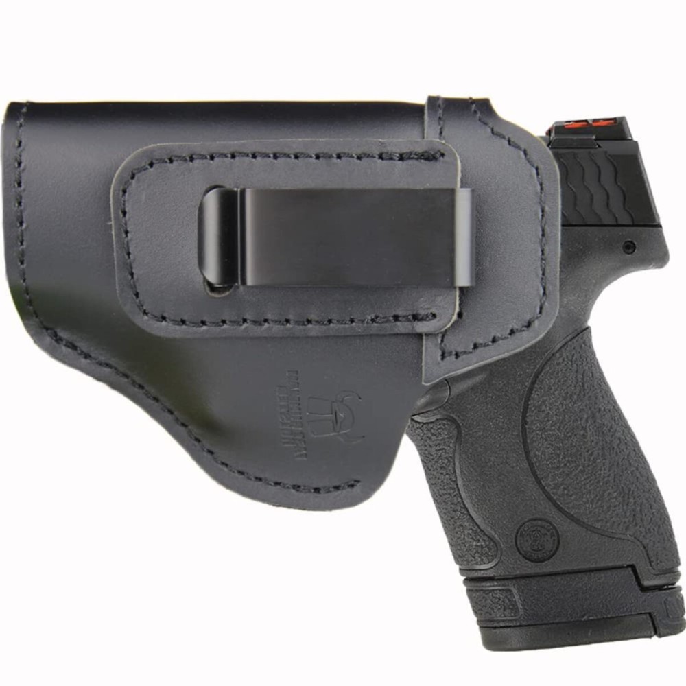 IWB Leather Holster for Inside Waistband Concealed Carry Fits:S&W M&P Shield-Glock19 26 29 30 32 43-Beretta Px4-RUGER EC9s-SIG-HK-Taurus-XDS or Similar Sized Handguns