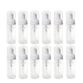 12 Pcs Empty Bottle Travel Soap Bottle | Plastic Foam Dispenser Bottle | Mini Foaming Soap Pump Dispenser for Cleaning, Travel, Cosmetics Packaging (2 oz)