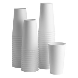 GUSTO Comfy Package [100 Count 20 oz. Disposable White Paper Cups, Hot Coffee Cups - Eco-Friendly Hot Cups
